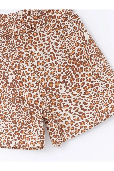 LC Waikiki LCW Baby καφέ λεοπάρ στάμπα ελαστικό σορτς μέσης για κοριτσάκια