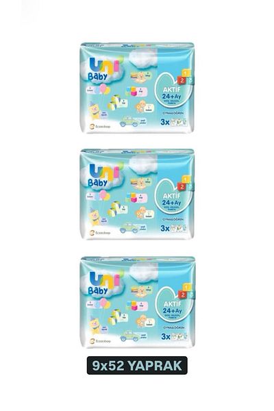 Uni Baby 24+ Months Baby Wet Wipes - 468 Sheets (9X52) with Adhesive Cover