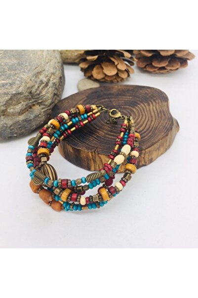 Porsuk Alternatif Kadın El Yapımı Etnik Otantik Hippi Boheem Renkli Bileklik