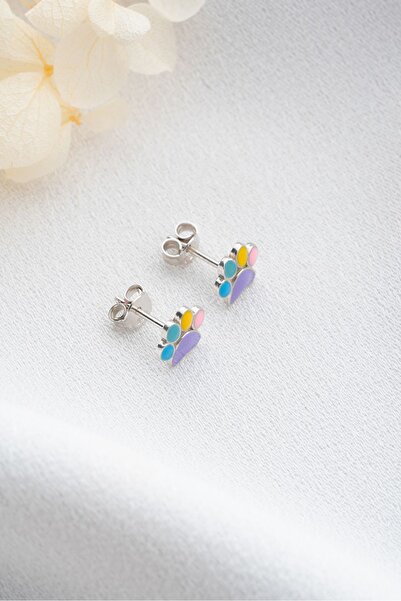 Silvano Jewelry 925 Ayar Gümüş Renkli Pati Küpe