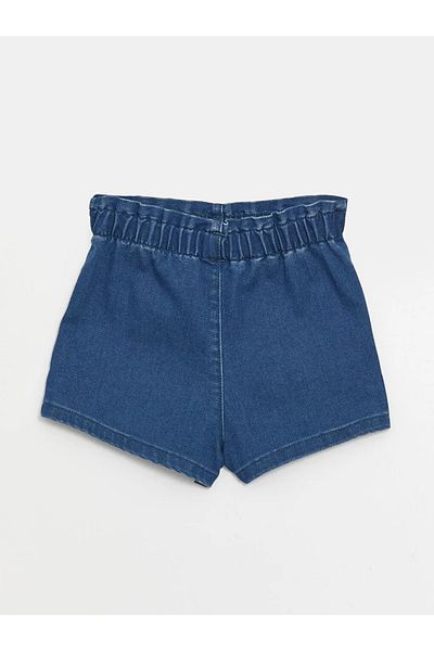 LC Waikiki Lcw Baby Denim Blue Elastic Waist Basic Baby Girl Jean Shorts