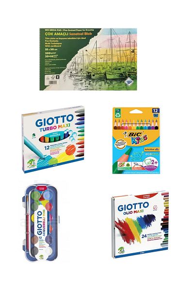 GLANCE Art liva 12 Pieces Giotto Painting Book - Background, Cardboard, Watercolor, Turbo Maxi Bic Dry Paint