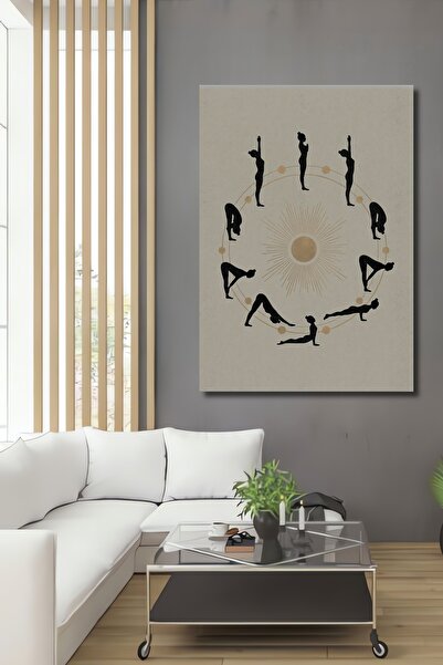 Teona Ahşap Yoga Pozları Güneş Çemberi Modern Sanat Ahşap Dekoratif Dikdörtge...