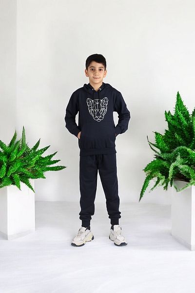 han elegant HoodEd Kangaroo PrintEd ChildrEn's Tracksuit SEt - PockEtEd