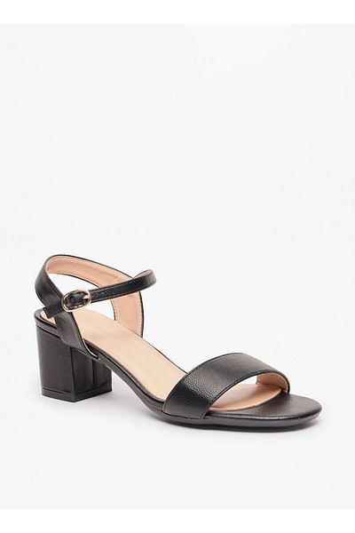 Celeste Women's Solid Block Heel Sandals with Buckle Closure