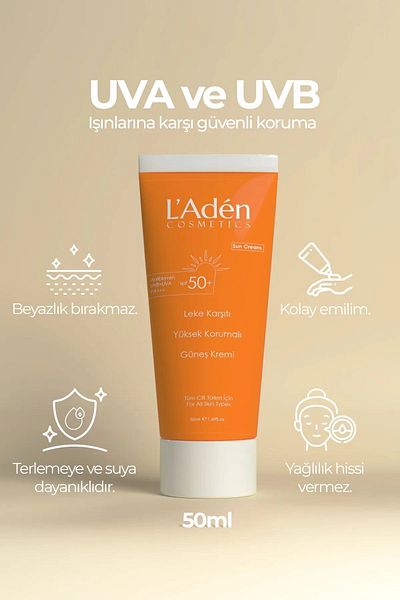 L'Aden Cosmetics Sunscreen, High Protection SPF 50 for After Laser Epilation