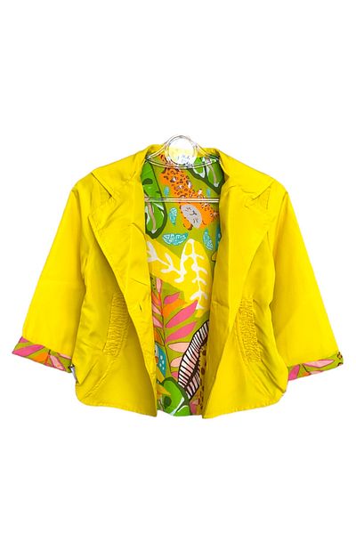 LİTTLE TORTOİSE Colorful Safari Patterned Baby Girl Trench Jacket with Double Breasted Collar and Ankle Detail