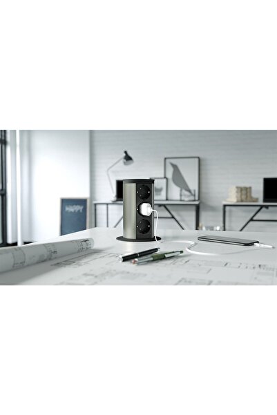 metalline ® tower-line Bas-aç Masaüstü Priz Kutusu Usb-a , Usb-c - Siyah