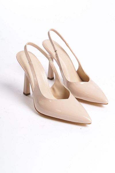 Entella Store Pantofi cu toc înalt, bej, elastic, cu spatele deschis