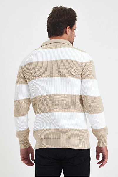 Tarz Cool Color Blocked Men's Knitwear Polo Sweater
