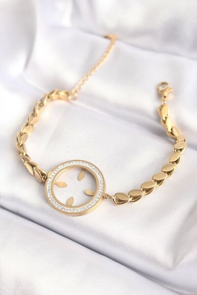 Clariss 316l Çelik Gold Renk Arpa Zincirli Çeyrek Koyulabilir Kadın Bileklik