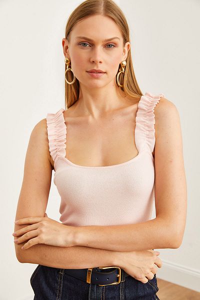 Olalook Powder Frilly Lycra γυναικεία μπλούζα καμισόλ - BLZ- 19000920