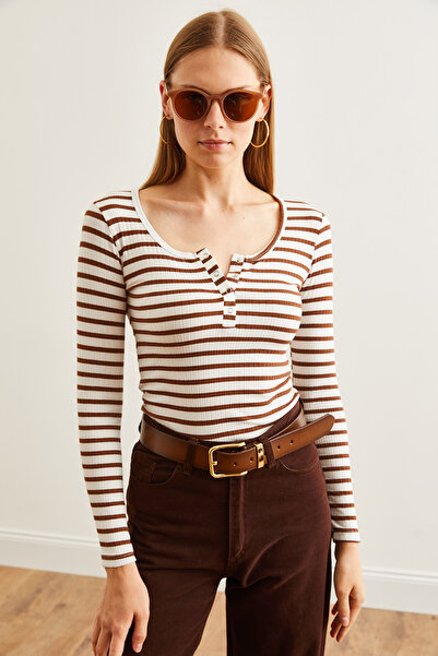 Olalook Γυναικεία μπλούζα Bitter Brown PlAcket Thick Corded - BLZ- 19000588