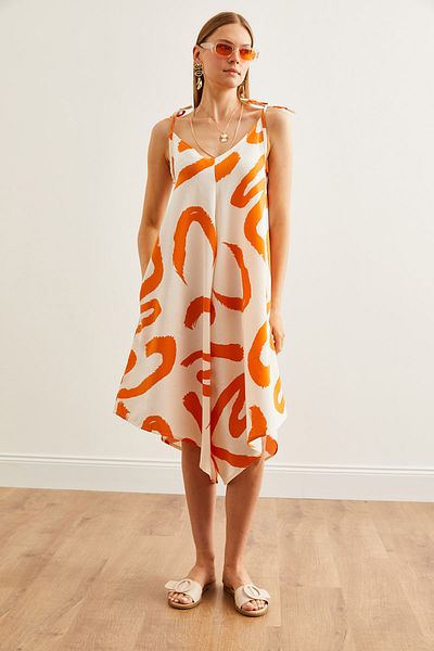 Olalook Jumpsuit aus Viskose in Steinorange – mit Riemen und Tasche TLM-19000116