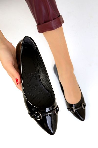 SOHO Patent Leather Black Women's Ballerinas - 19486