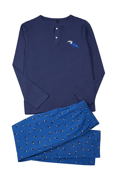 Trendyol Collection Navy hímzett férfi kötött pizsama készlet - TMNAW25PT00025