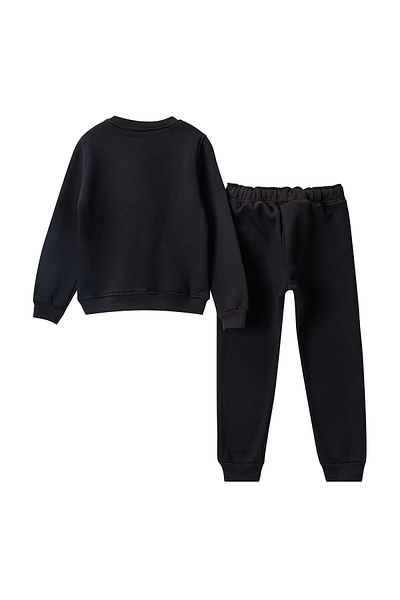 TRENDYOLKIDS Knitted Printed Black Bottom-Top Set - TKDAW25AU00017
