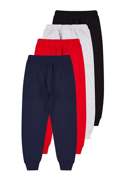 TRENDYOLKIDS Unisex sada 4 červeno-černo-námořnických modro-šedých melanžových pletených tepláků na zip TKDAW25EA00002