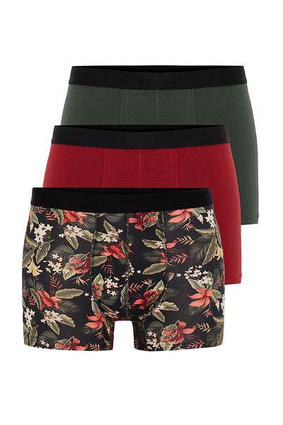 Trendyol Collection Többszínű 3 csomag mintás/egyenes pamut boxer TMNAW25BX00016