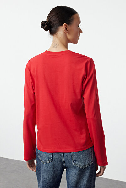 Trendyol Collection Navy Blue and Red Πακέτο 2 - Πλεκτό T-Shirt με λαιμόκοψη πληρώματος TWOAW25TS00001