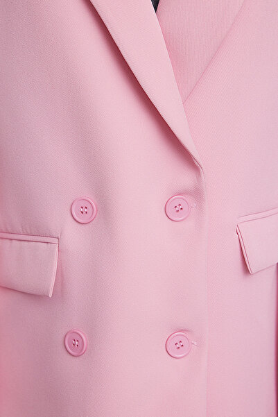Trendyol Collection Világos rózsaszín duplasoros blézer dzseki - normál bélésű, szövött TWOAW21CE0264
