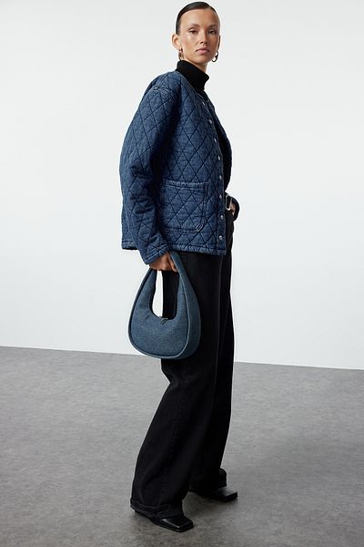 Trendyol Collection Jachetă albastră din denim matlasată - TWOAW25CE00054