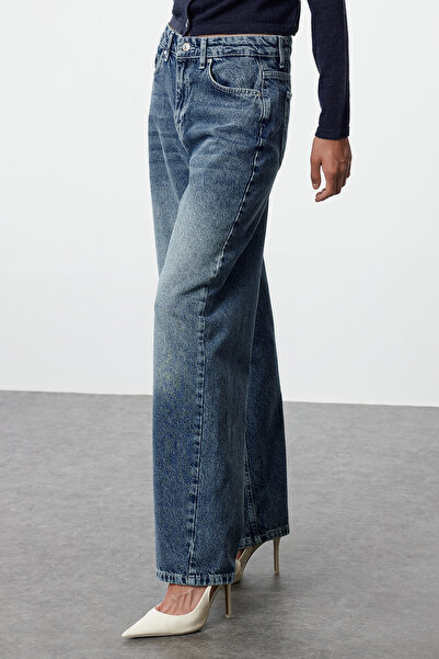 Trendyol Collection Modré Baggy Jeans s vysokým pasem TWOAW25JE00130