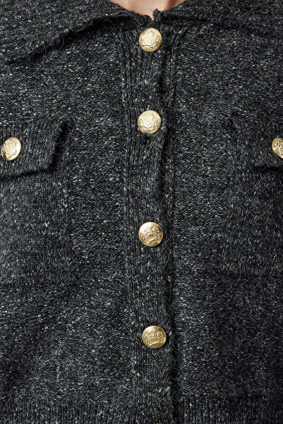Trendyol Collection Cotton Anthracite Soft Knitwear Cardigan - Twoaw25Hi00200