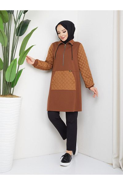 Doque Quilted Sleeves Seasonal Winter Women's Tunic 61088