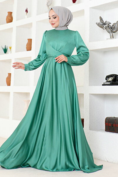 ModaMerve Rochie de seara cu curea menta - END5599