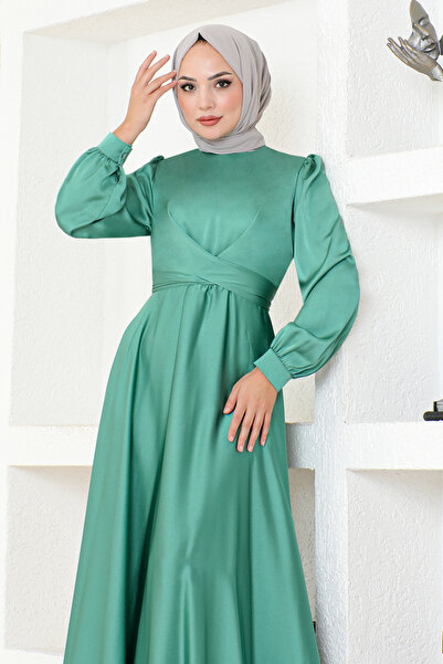 ModaMerve Rochie de seara cu curea menta - END5599