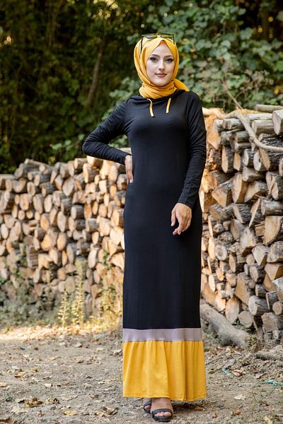 ModaMerve Mustard Dress - TFS3075 Model