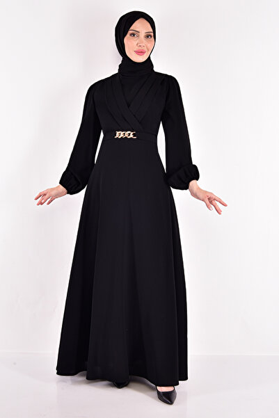 ModaMerve Black Belted Dress - ASM2534