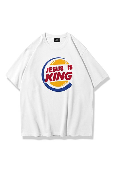 Trendiz Λευκό μπλουζάκι Unisex Jesus is King