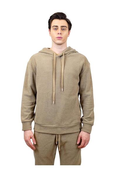 Geco Φούτερ με κουκούλα καφέ από υφασμάτινο ύφασμα