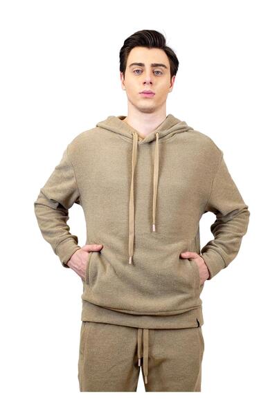 Geco Φούτερ με κουκούλα καφέ από υφασμάτινο ύφασμα