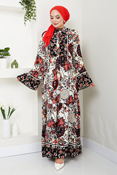 ModaMerve Black Buttoned Dress - MDP7113