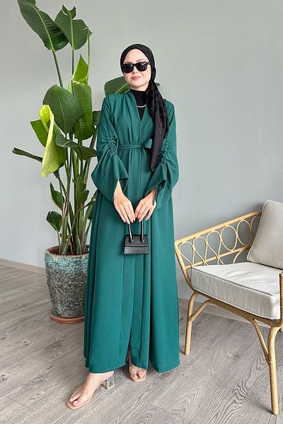 InStyle Emerald Green String Sleeve Abaya - Σχέδιο κορδόνι