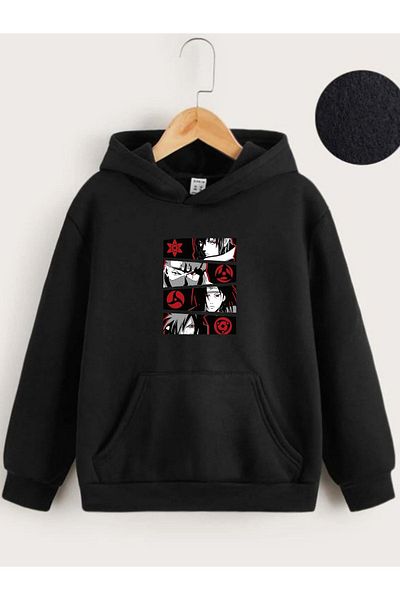 VASK - Hooded Kids Sweatshirt Red Anime Printed
