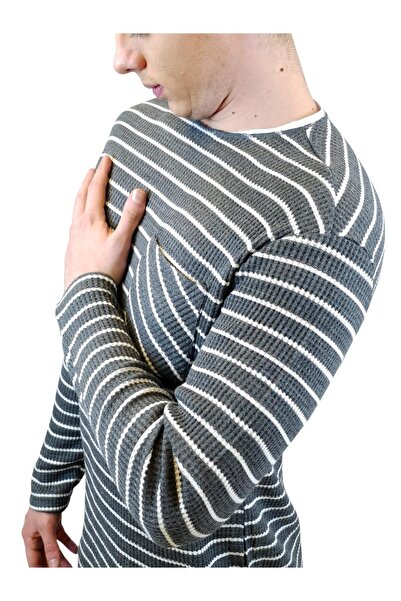 Geco Φούτερ με ριγέ ανθρακί με τσέπες