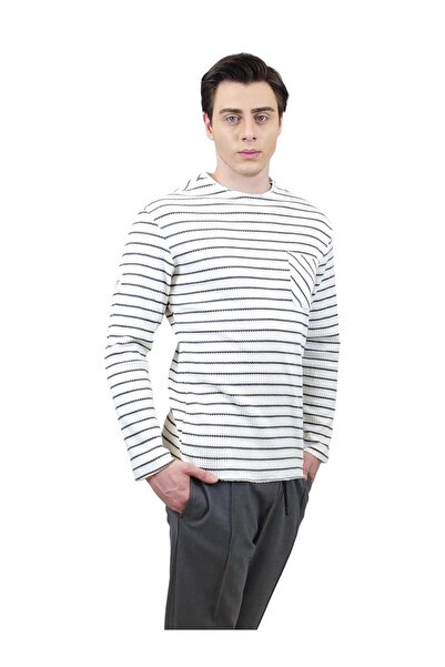 Geco Екру раирана суитшърт с джобове