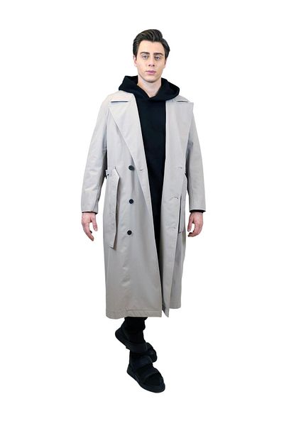 Geco Buttoned Gray Fence Fence Trench Coat