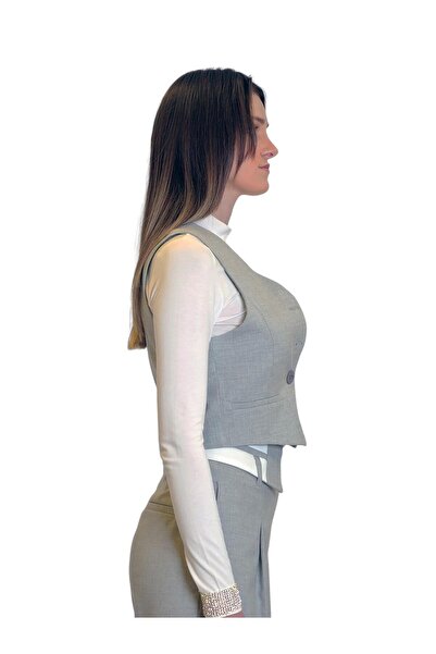 Geco М'ЯКИЙ СІРИЙ КЛАСИЧНИЙ КОРОТКИЙ ЖИЛЕТ