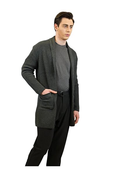 Geco Knitted Cardigan - ANTHRACITE Shawl Collar