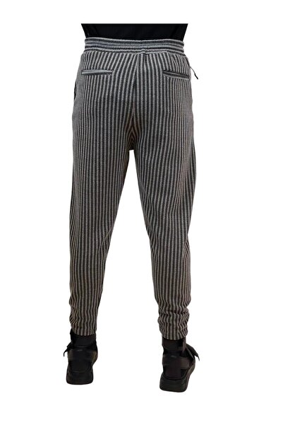 Geco Τσέπες με ρίγες ανθρακί με φλοτέρ - Πλεκτό σχέδιο στο κάτω μέρος