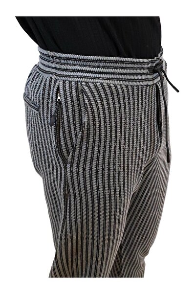 Geco Τσέπες με ρίγες ανθρακί με φλοτέρ - Πλεκτό σχέδιο στο κάτω μέρος