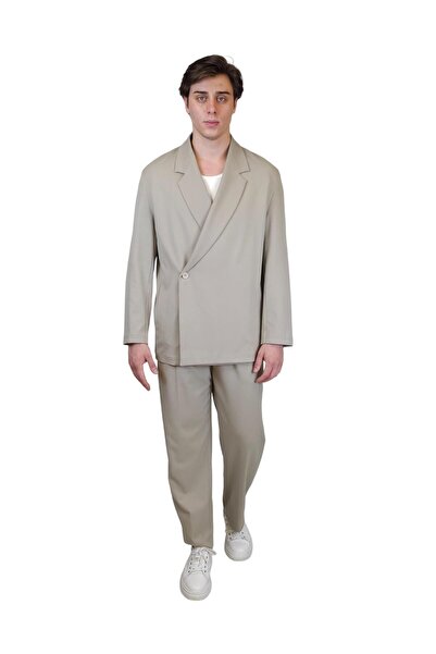 Geco Μπεζ Χρώμα - Υφασμάτινο Παντελόνι Oversize