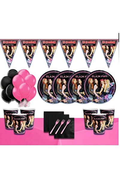 My Paper Craft Set de ziua de naștere pentru 8 persoane, Black Pink