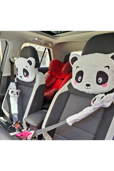 Mellito Toyzz Panda Set of 4 - Car Neck Pillow and Seat Belt Accessory