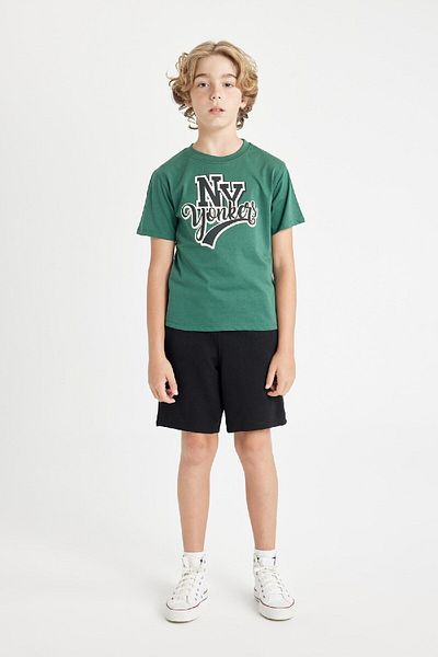 DeFacto Boy's Crew Neck Text Printed Short Sleeve T-Shirt C7208A824Au